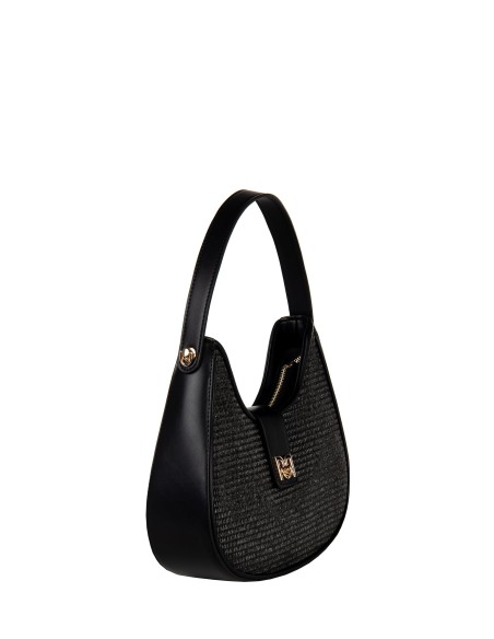 Grand sac à bandoulière en similicuir avec effet de tissage de paille et sangle amovible Rinascimento