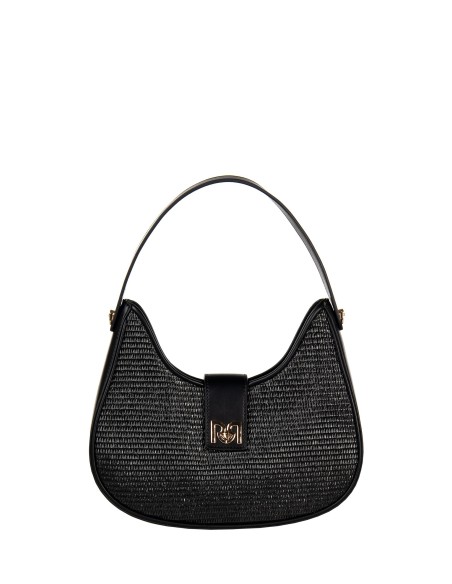 Grand sac à bandoulière en similicuir avec effet de tissage de paille et sangle amovible Rinascimento