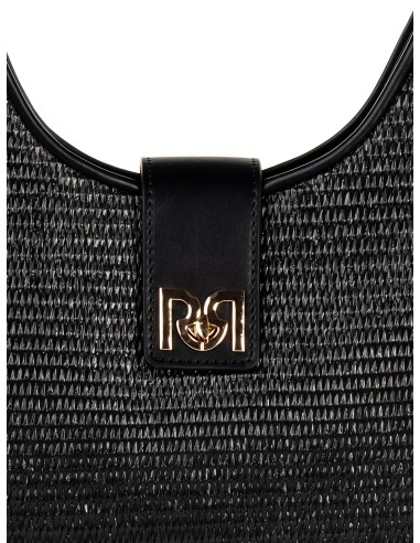 Grand sac à bandoulière en similicuir avec effet de tissage de paille et sangle amovible Rinascimento