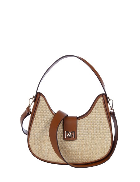 Grand sac à bandoulière en similicuir avec effet de tissage de paille et sangle amovible Rinascimento