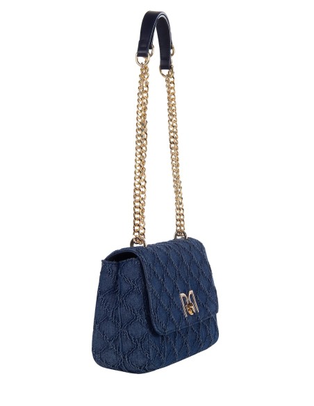Denim Quilted Rhombus Shoulder Bag With Adjustable Chain Strap Rinascimento