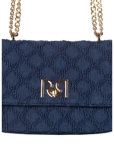 Denim Quilted Rhombus Shoulder Bag With Adjustable Chain Strap Rinascimento