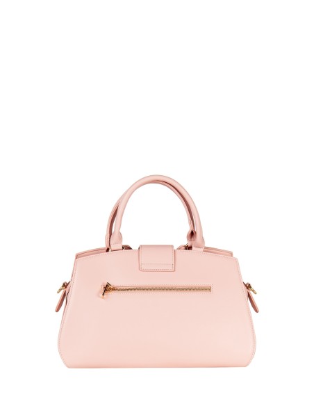 Canvas Hand Bag With Leatherette Trim And Removable Shoulder Strap Rinascimento