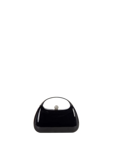 Mini-clutch van glanzend lakleer met metalen handvat en interne kettingschouderriem Rinascimento
