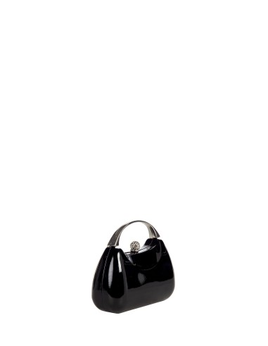 Mini sac rigide en cuir verni avec poignée en métal et chaîne interne Rinascimento