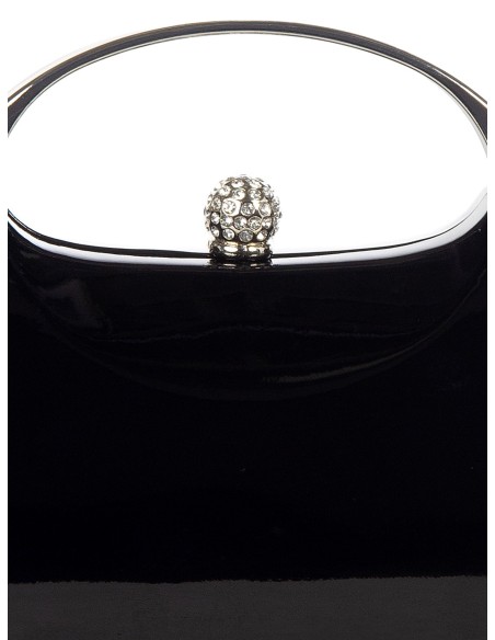 Mini-clutch van glanzend lakleer met metalen handvat en interne kettingschouderriem Rinascimento