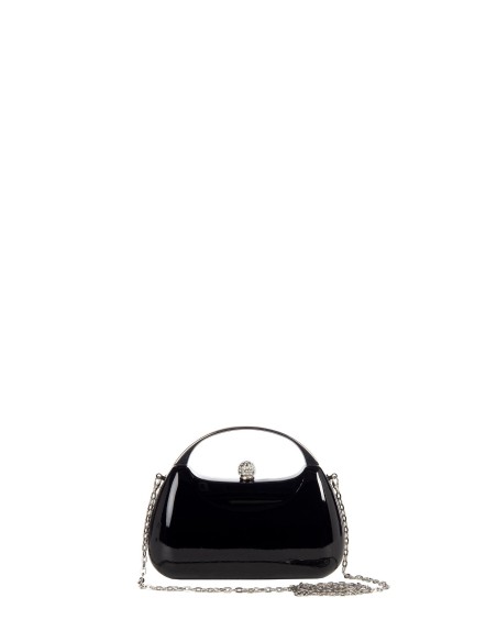 Mini sac rigide en cuir verni avec poignée en métal et chaîne interne Rinascimento