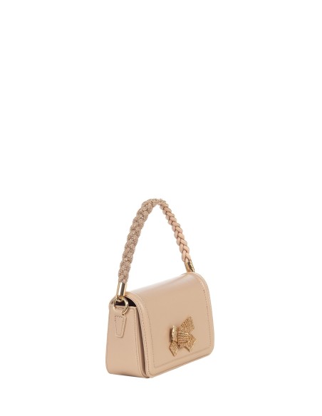 Sac à main en similicuir avec poignée et nœud en strass et bandoulière amovible Rinascimento