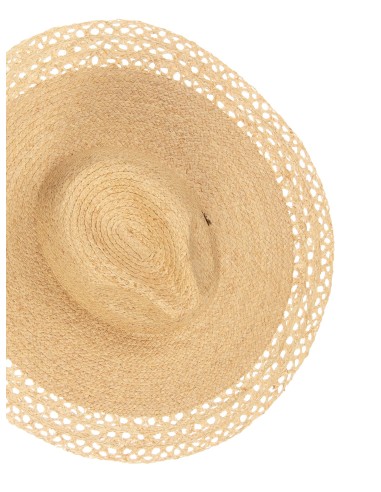 Rinascimento Chapeau de paille tressée à larges bords avec bordure ajourée