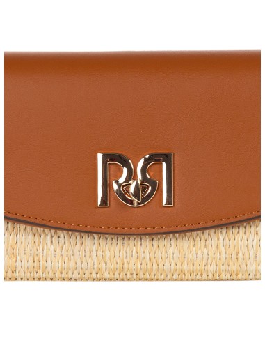 Portefeuille en simili-cuir et tissé effet paille Rinascimento