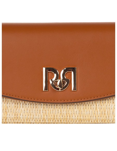 Portefeuille en simili-cuir et tissé effet paille Rinascimento