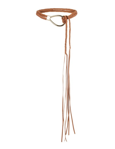 Ceinture tressée en simili-cuir avec boucle tombante et longues franges Rinascimento