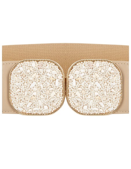 Ceinture élastique avec boucles de bijoux carrés et micro pierres Rinascimento
