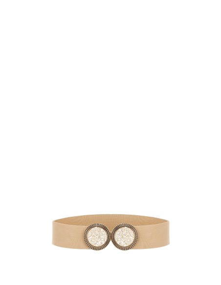 Hoge elastische tailleband met maxi-siergesp en microsteentjes in renaissancestijl