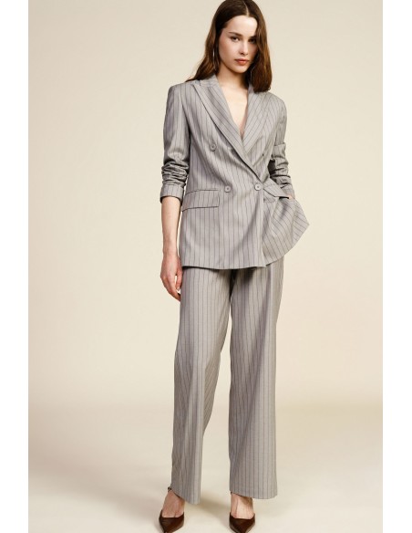 Dixie pantalon met wijde pijpen en krijtstreep, met normale taille