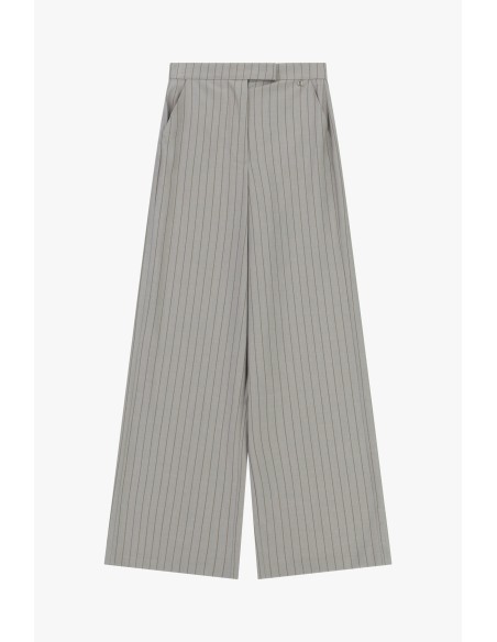 Pantalon Dixie à jambes larges à fines rayures, taille mi-haute