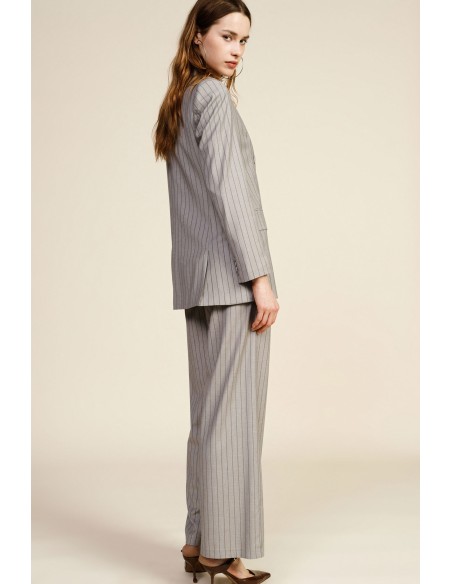 Pantalon Dixie à jambes larges à fines rayures, taille mi-haute