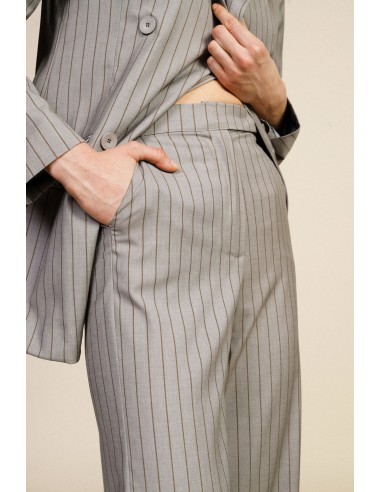 Pantalon Dixie à jambes larges à fines rayures, taille mi-haute