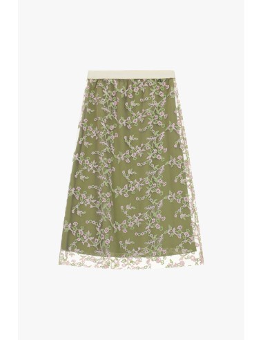Jupe midi avec broderie florale transparente Dixie