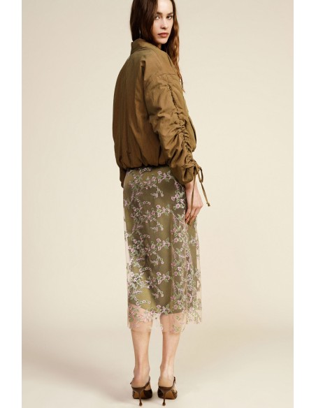 Jupe midi avec broderie florale transparente Dixie