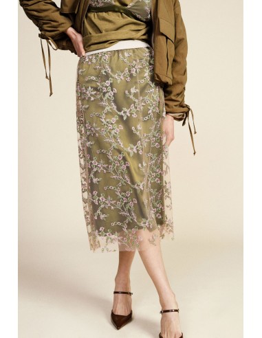 Jupe midi avec broderie florale transparente Dixie