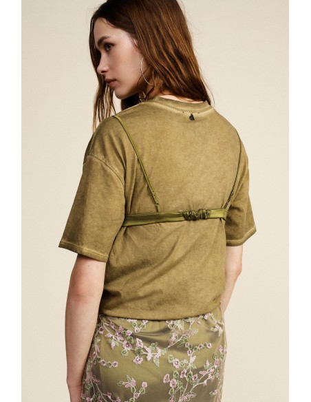 Dixie T-shirt met korte mouwen en geborduurde details