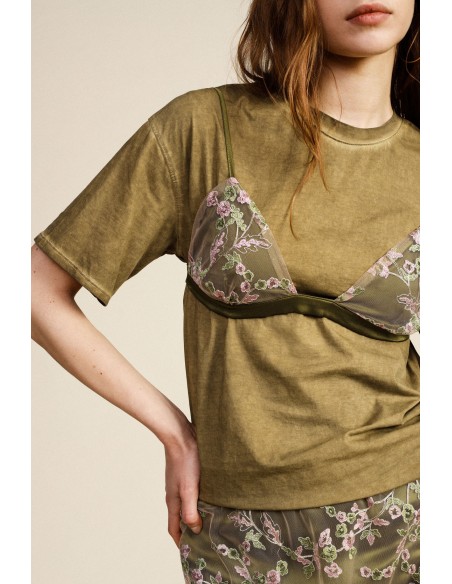 T-shirt à manches courtes avec détails brodés Dixie