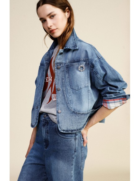 Veste en jean avec poches frontales et coupe droite Dixie