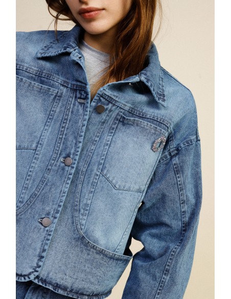 Veste en jean avec poches frontales et coupe droite Dixie