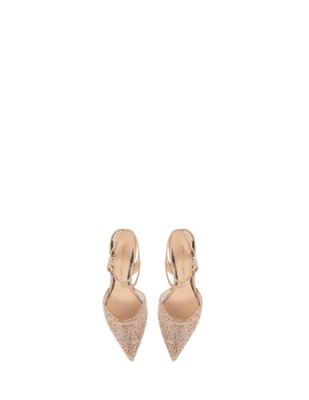 Escarpins à brides croisées et bout recouvert de micro-strass multicolores Rinascimento