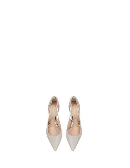 Lamé pumps met glittereffect en enkelbandje Rinascimento