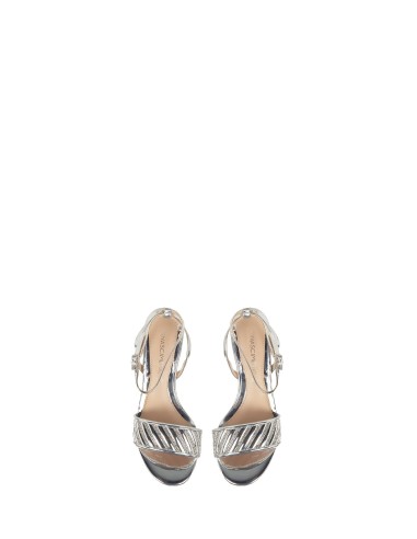 Sandales à rayures et boucle en strass avec talon kitten Rinascimento