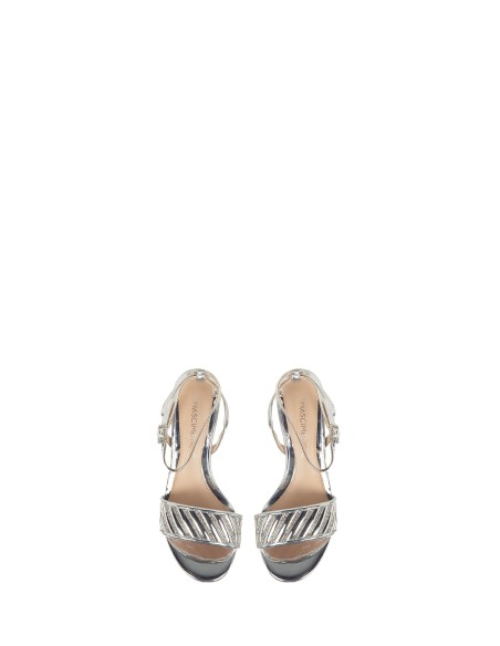 Sandales à rayures et boucle en strass avec talon kitten Rinascimento