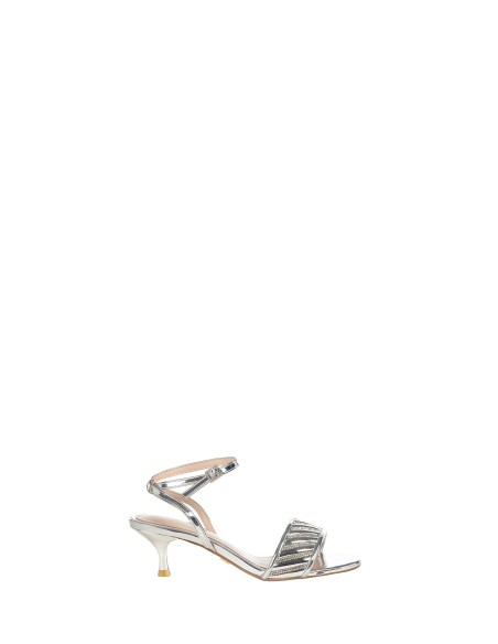 Sandales à rayures et boucle en strass avec talon kitten Rinascimento