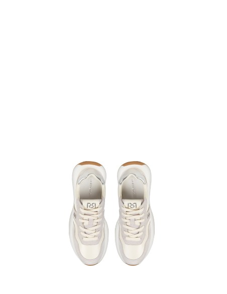 Baskets bicolores en similicuir et daim avec logo RR Rinascimento