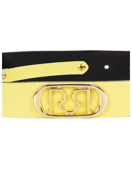 Ceinture fine rigide en cuir avec logo RR Rinascimento