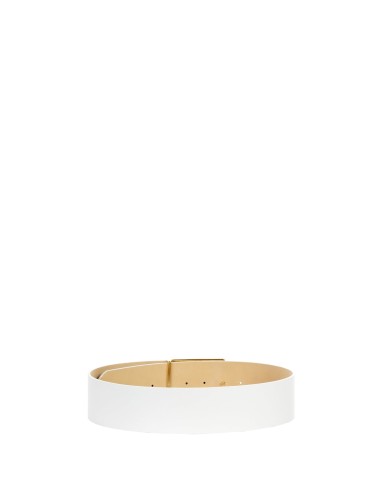 Ceinture rigide taille haute en cuir avec boucle carrée et logo Rinascimento