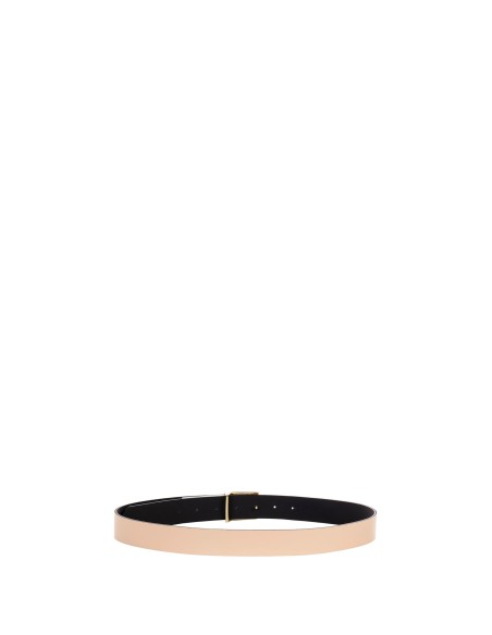 Ceinture fine rigide en cuir avec boucle carrée et logo Rinascimento