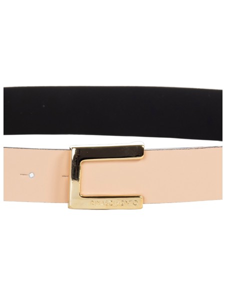 Ceinture fine rigide en cuir avec boucle carrée et logo Rinascimento