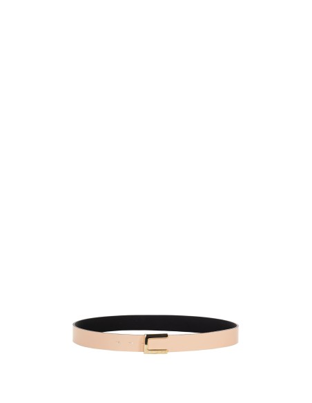 Ceinture fine rigide en cuir avec boucle carrée et logo Rinascimento