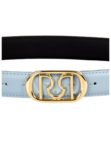 Ceinture fine rigide en cuir avec boucle ovale et logo RR Rinascimento