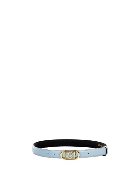 Ceinture fine rigide en cuir avec boucle ovale et logo RR Rinascimento