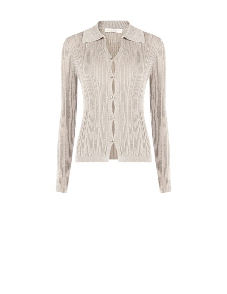 Aansluitend geribd poloshirt met lurex en knopen Rinascimento