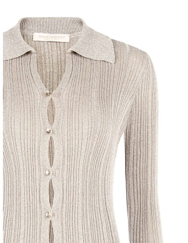Polo ajusté côtelé avec lurex et boutons Rinascimento