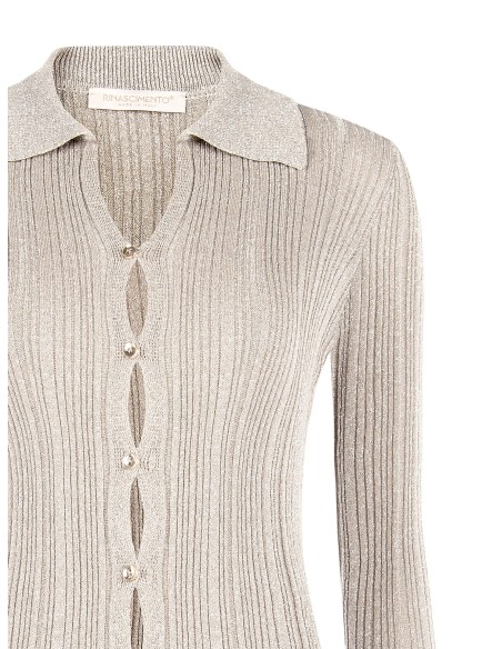 Polo ajusté côtelé avec lurex et boutons Rinascimento