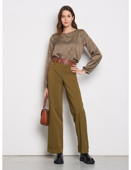 Ruime satijnen blouse met geometrisch patroon van Rinascimento