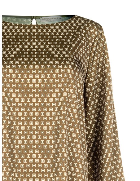 Ruime satijnen blouse met geometrisch patroon van Rinascimento