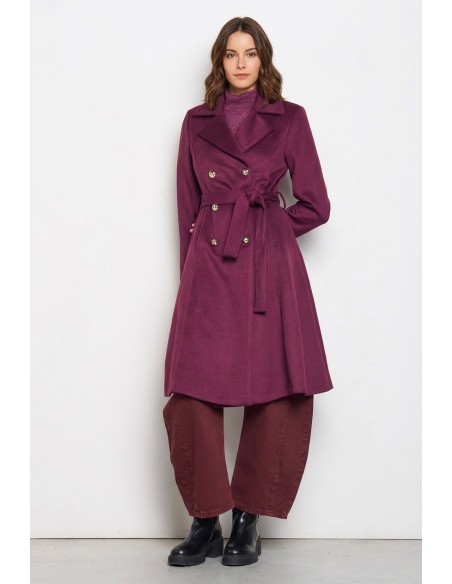 Manteau long en velours avec boutons siglés et ceinture assortie Rinascimento