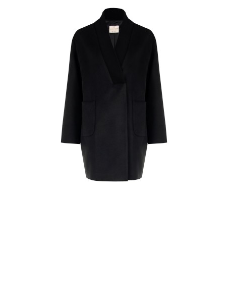 Manteau mi-long oversize en velours avec col en maille Rinascimento