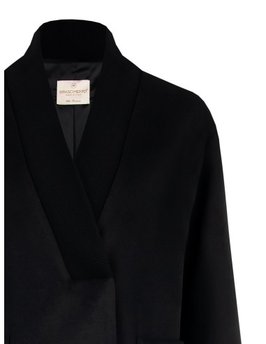 Manteau mi-long oversize en velours avec col en maille Rinascimento